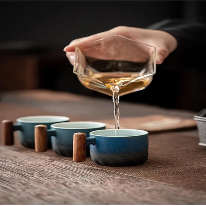 80Ml Ceramic Retro Coffee Cup Office Water Cup Filter Tea Mug Wooden Handle Coffee Mug Handmade Tea Coffee Cup Birthday Gift